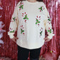 Oversized Cream Sequin Candy Cane Top