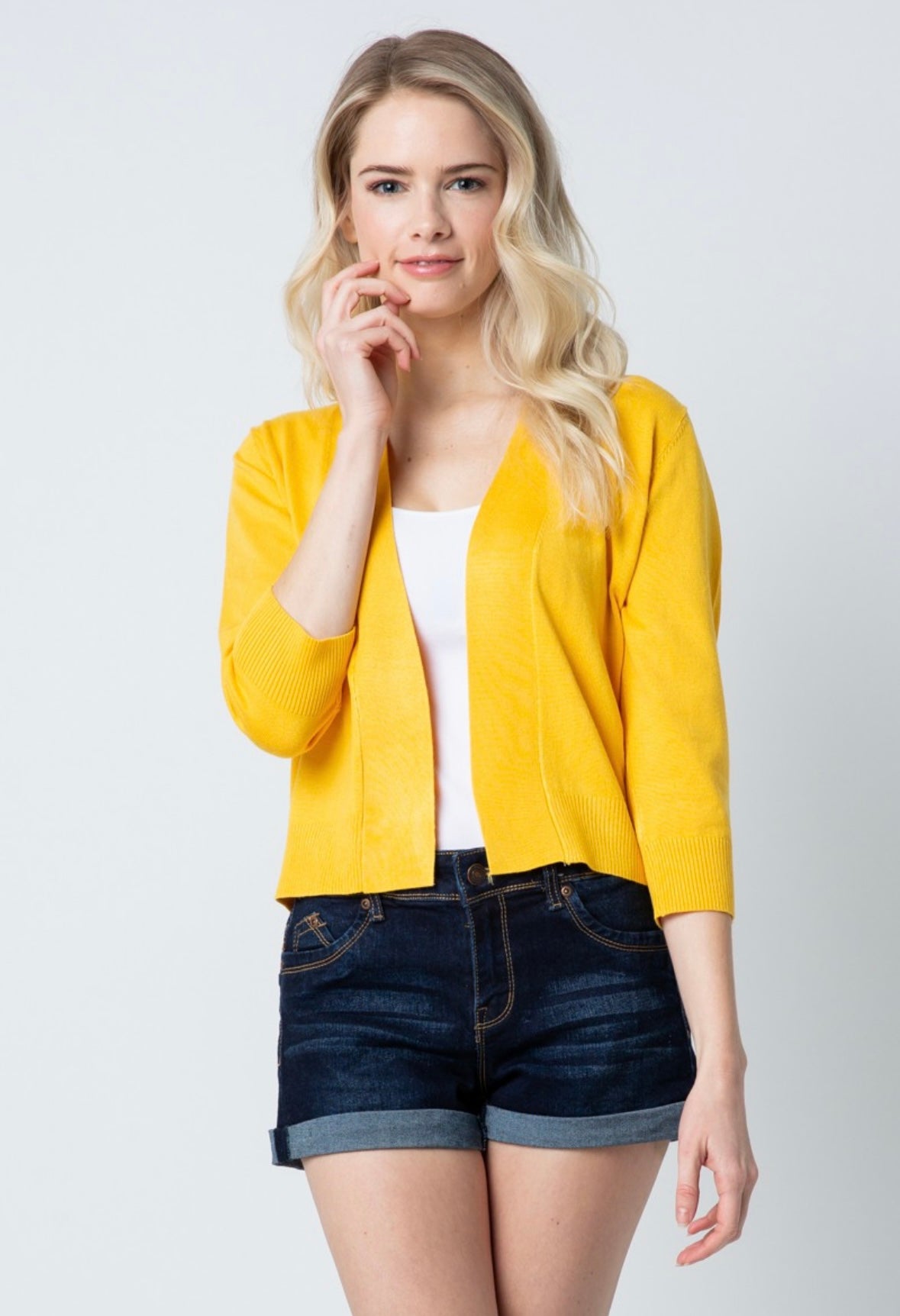 Cropped Open Front Cardigan