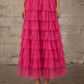 Pink Sequin Tiered Mesh Maxi Skirt