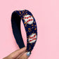 Blue and Orange Beaded Baseball Headband