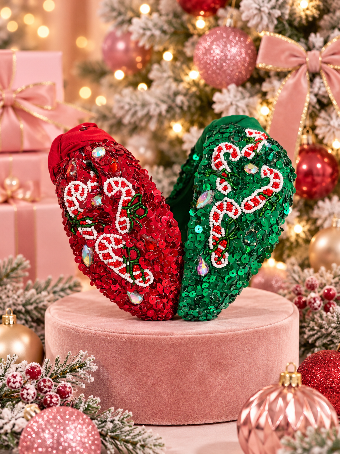 Sequin Candy Cane Headband