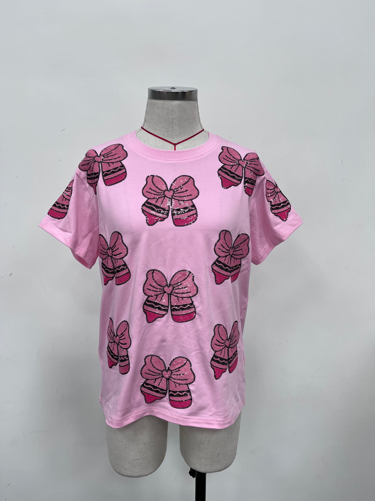 Pink Sequin Crayon Bow Top