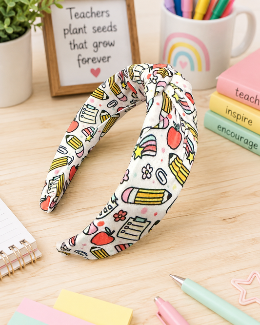 Pencils & Apples Knotted Headband