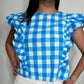 Plaid Crop Button Back Top