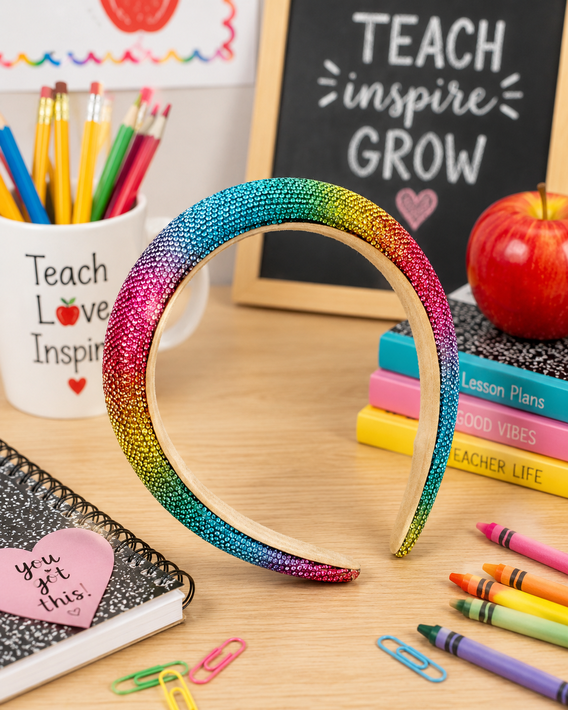 Rainbow Rhinestone Headband