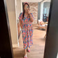 Pleated Floral Midi Dress