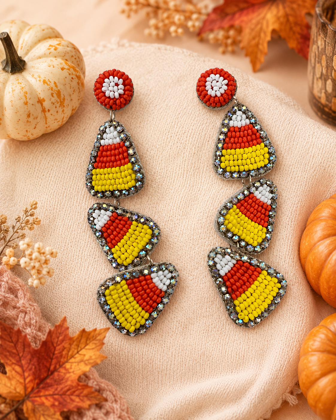 Beaded Candy Corn Earrings