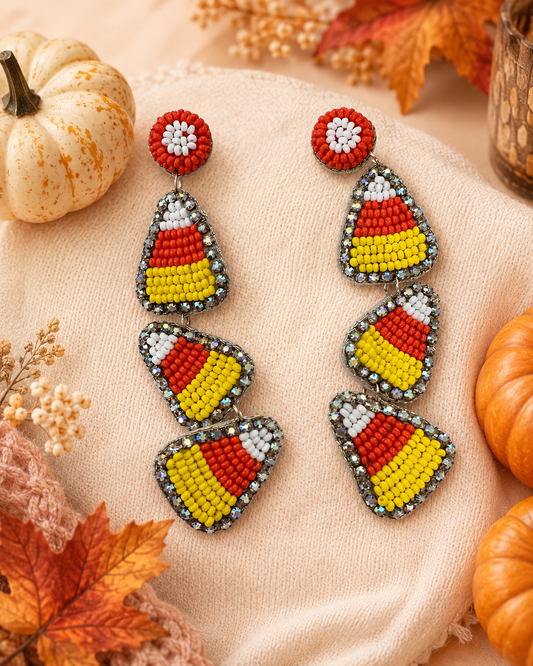 Beaded Candy Corn Earrings