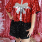 Red Sequin Present Cropped Top