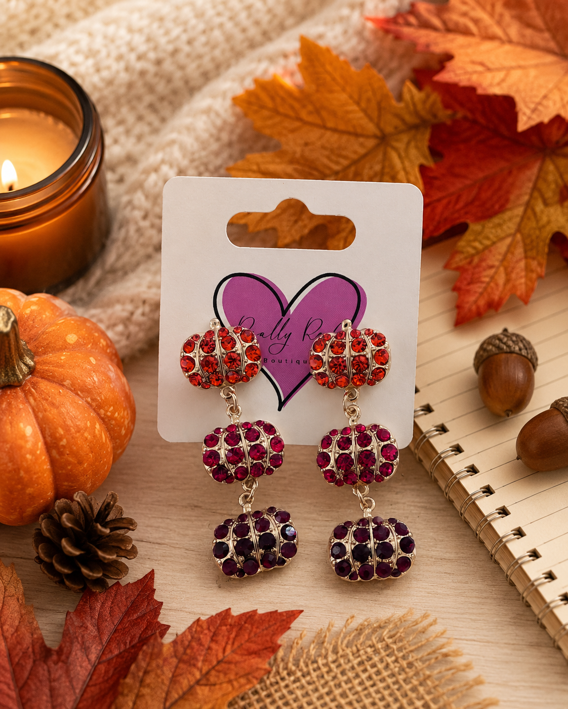 Fall Rhinestone Pumpkin Earrings