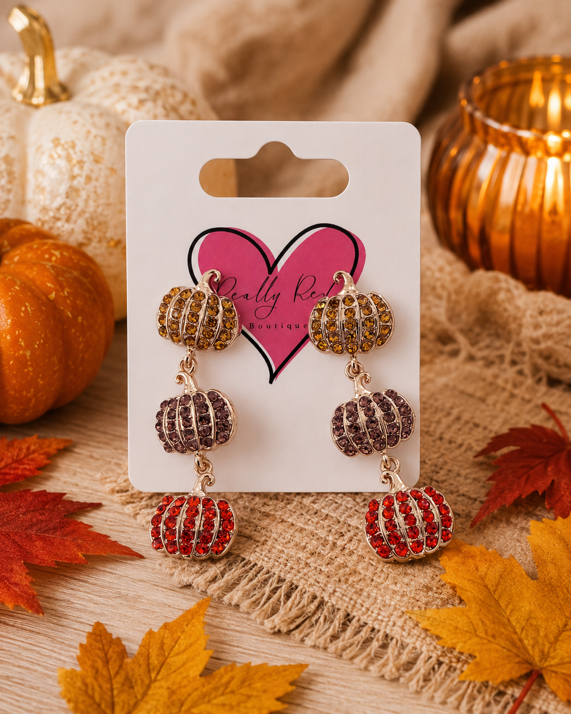 Rhinestone Pumpkin Earrings