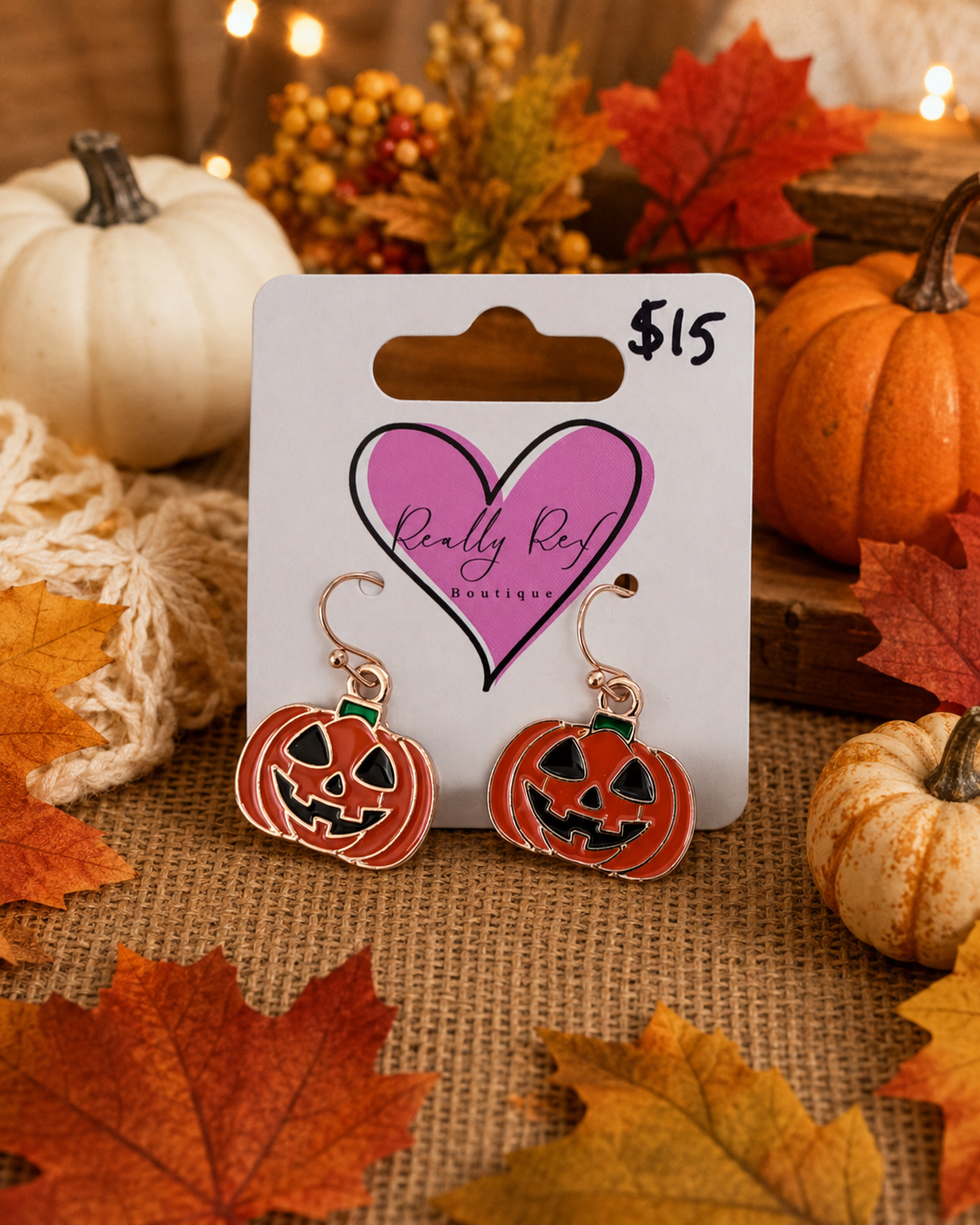 Pumpkin Face Earrings