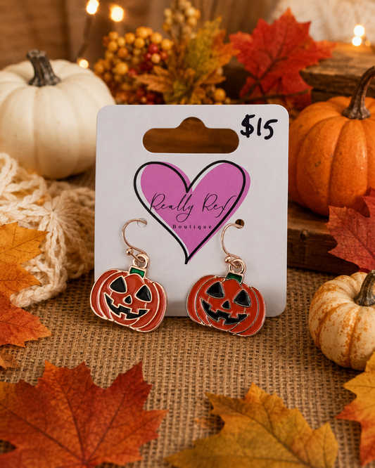 Pumpkin Face Earrings