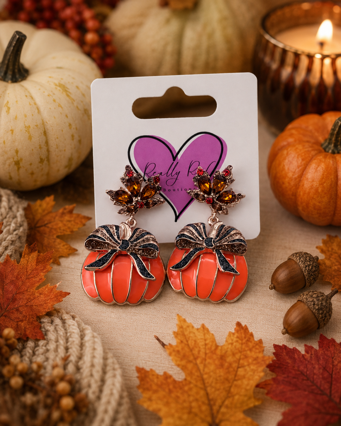 Coquette Bow Pumpkin Earrings