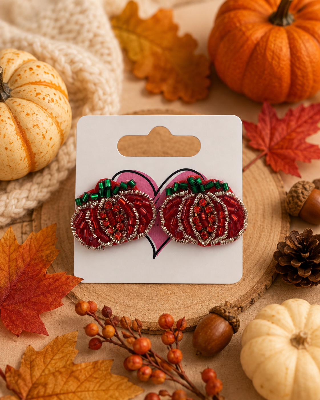 Beaded Pumpkin Studs