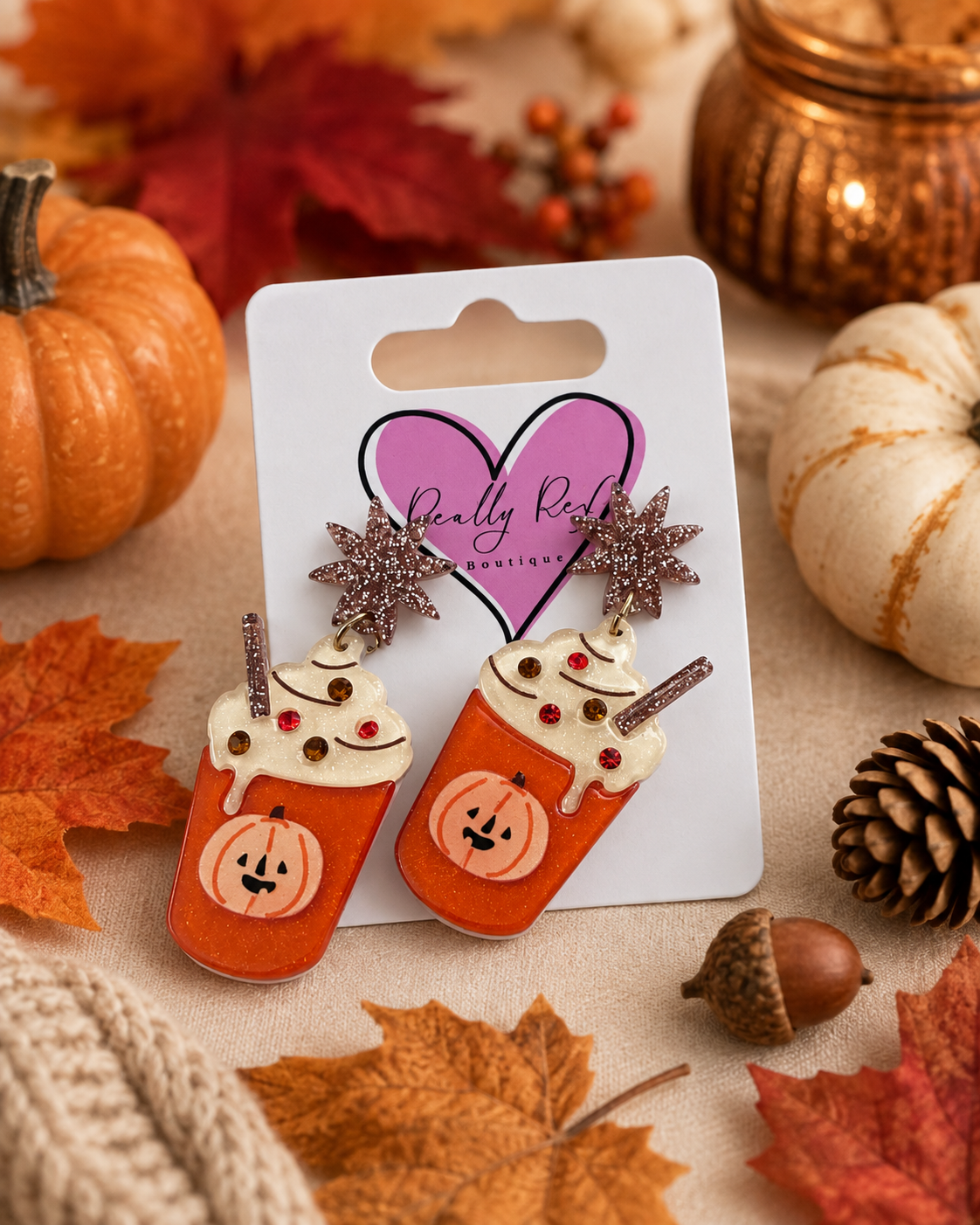 Glitter Pumpkin Spice Earrings