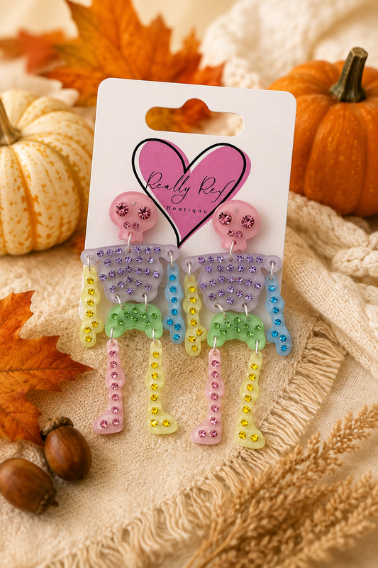 Rhinestone Skeleton Earrings
