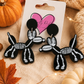 Black Balloon Dog Skeleton Earrings