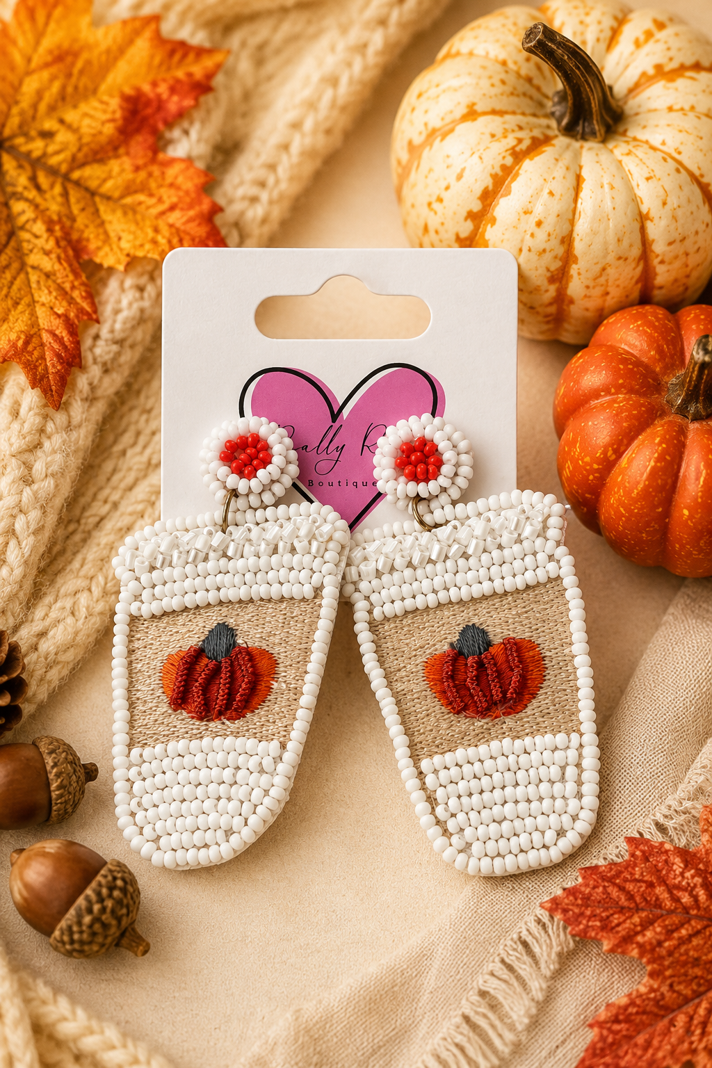 Beaded Pumpkin Spice Earrings