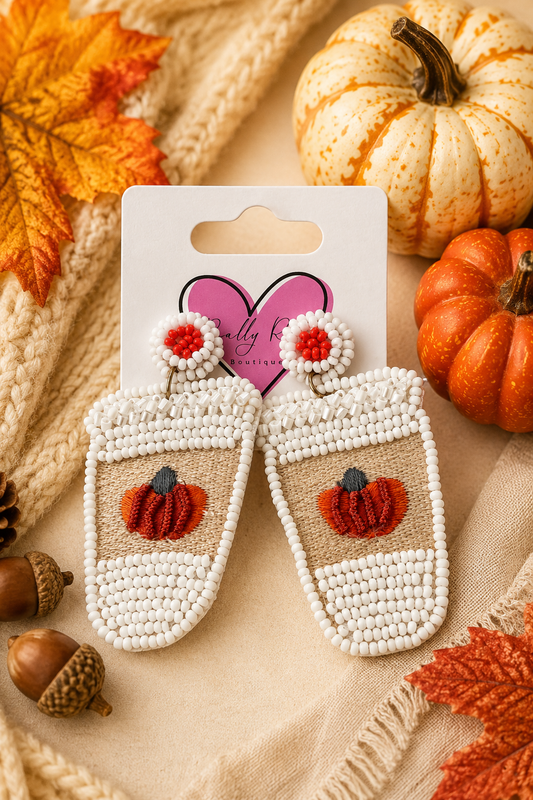Beaded Pumpkin Spice Earrings