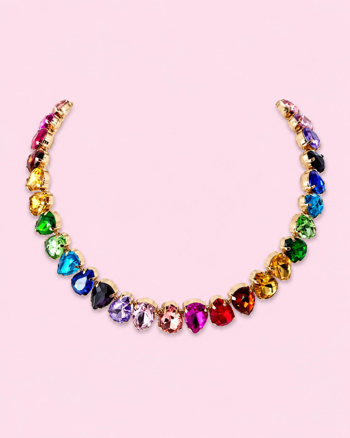 Small Rainbow Rhinestone Necklace