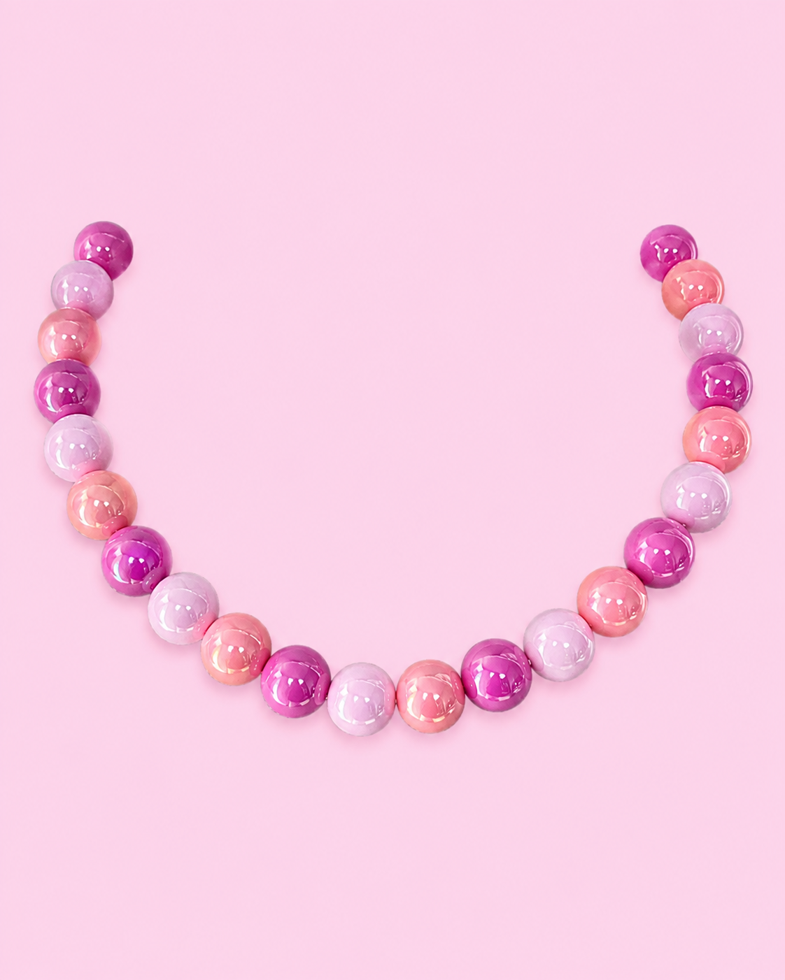 Pink Multicolor Iridescent Beaded Necklace