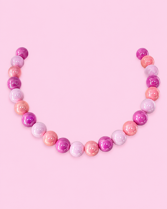 Pink Multicolor Iridescent Beaded Necklace