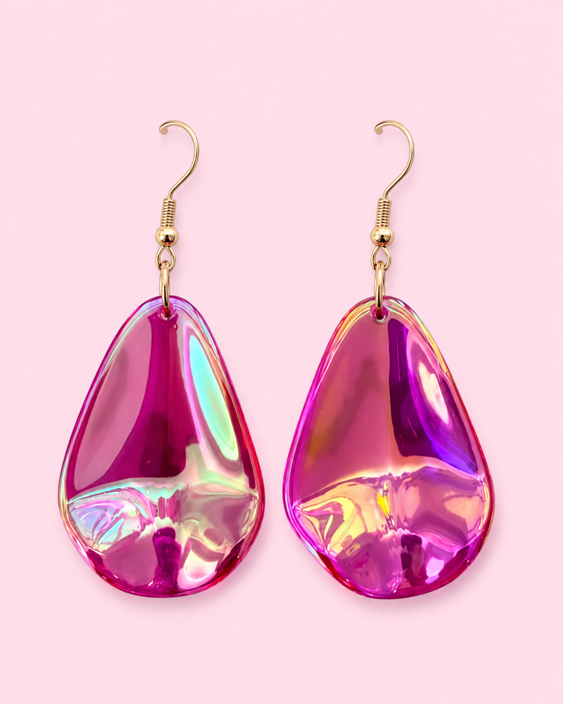 Pink Iridescent Petal Earrings