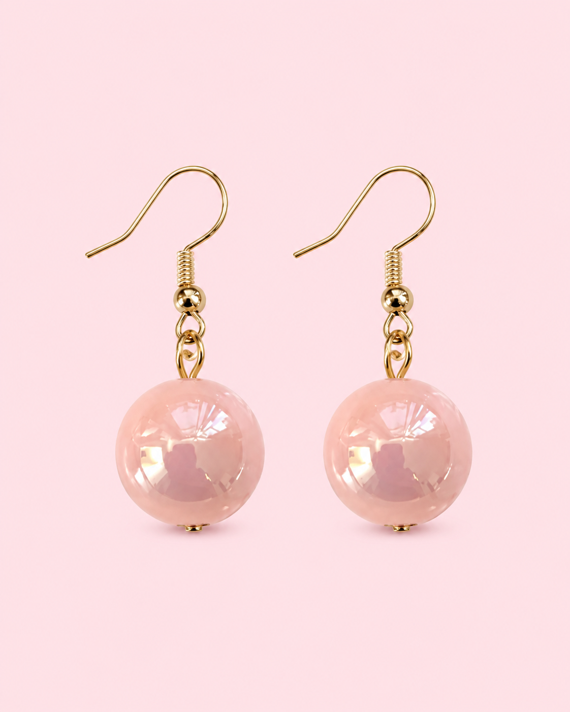 Pink Iridescent Bead Earrings