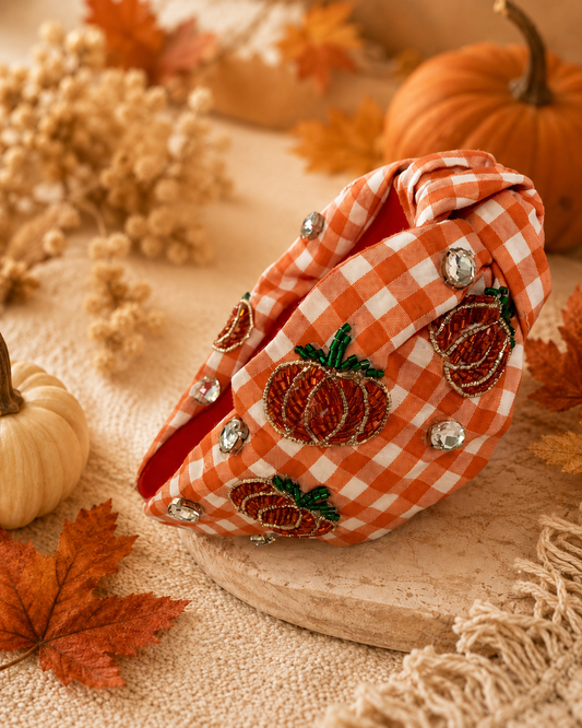Pumpkin Plaid Headband