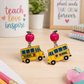 Apple with Dangle School Bus Earrings
