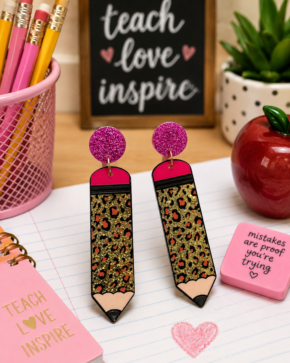 Leopard Pencil Earrings