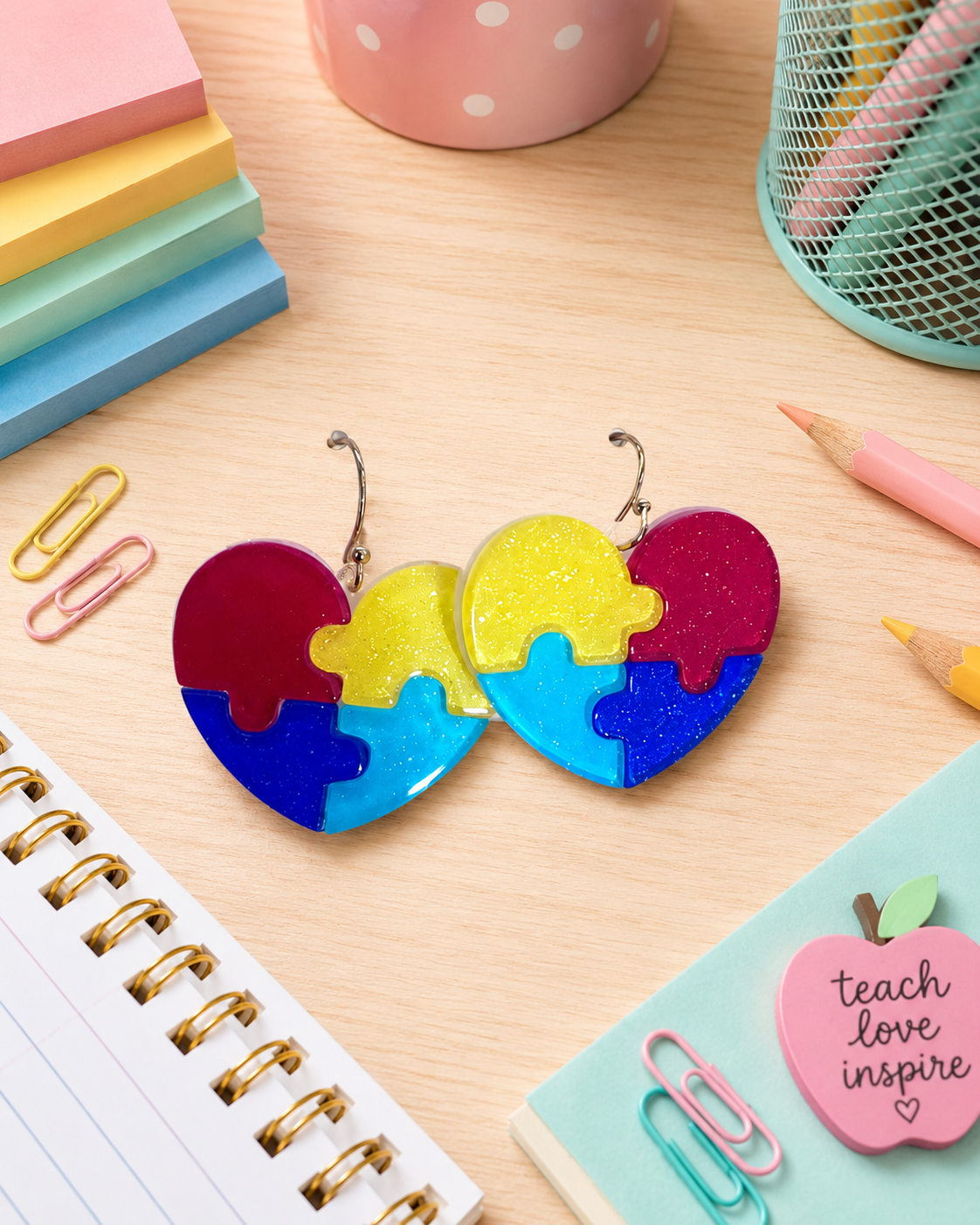 Puzzle Heart Earrings