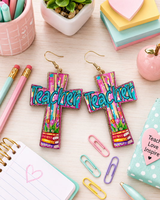 Teacher Cross Earrings