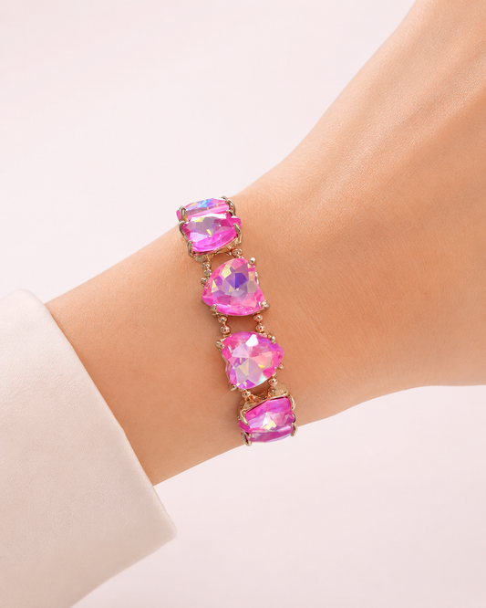 Pink Heart Rhinestone Bracelet