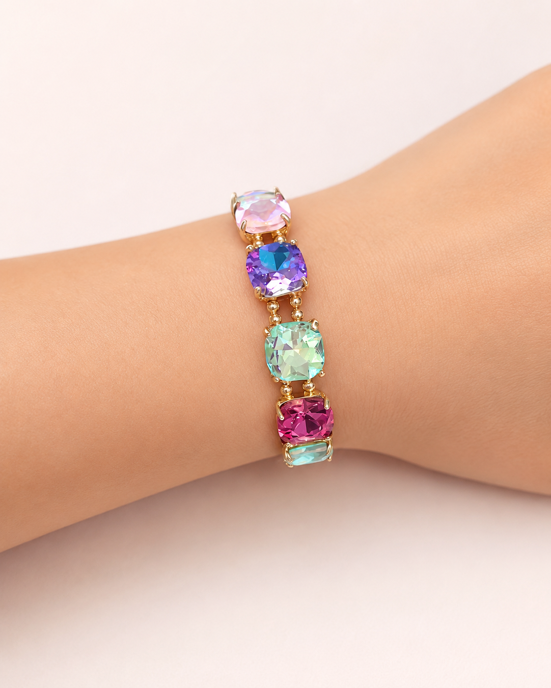 Square Pastel Rhinestone Bracelet