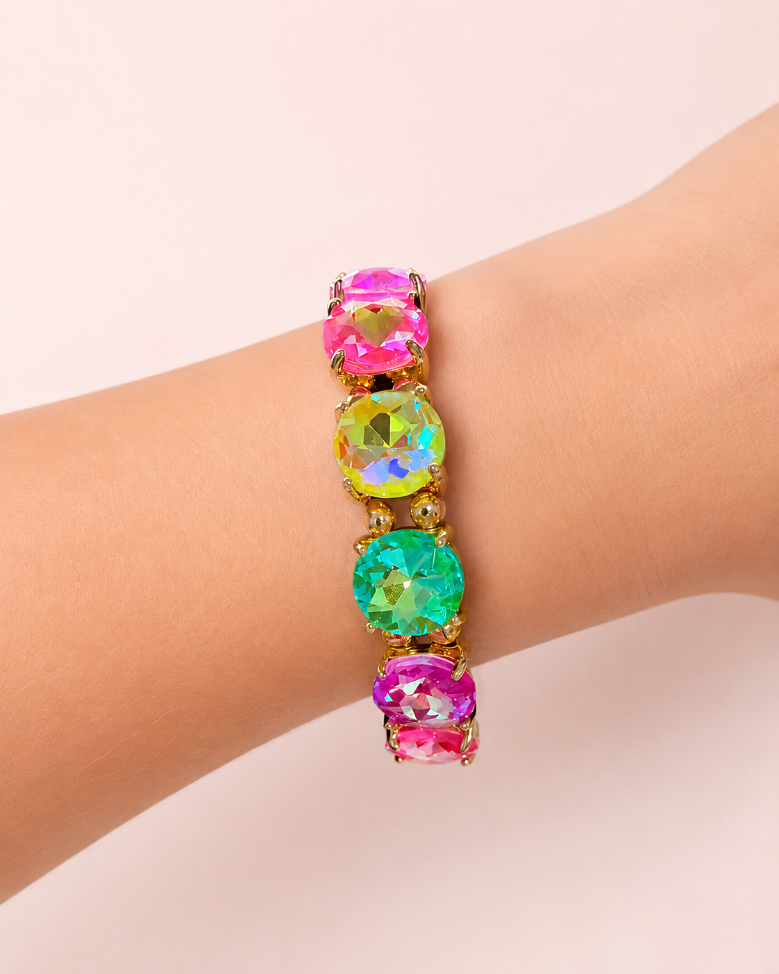 Neon Circle Rhinestone Bracelet