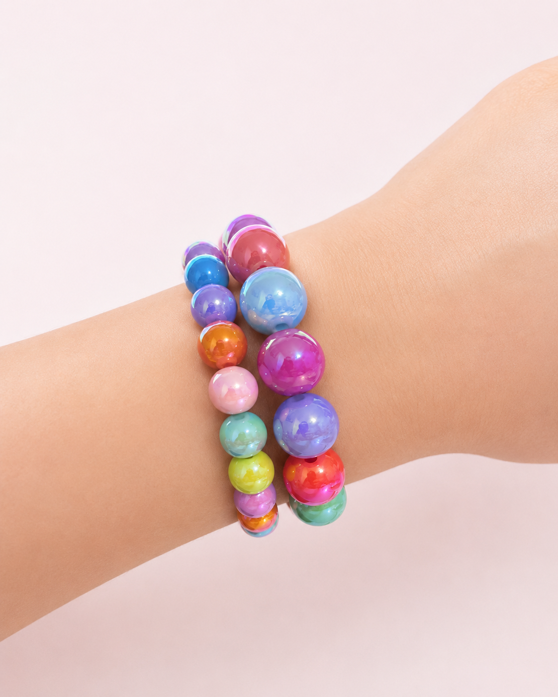 Multi-Color Iridescent Beaded Bracelet
