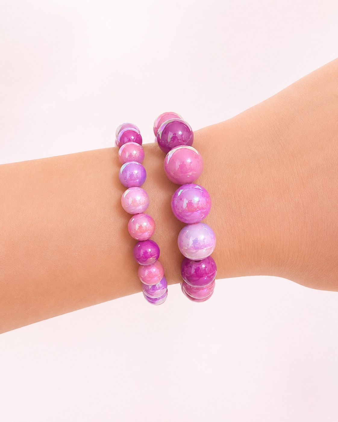 Shades of Pink Iridescent Beaded Bracelet