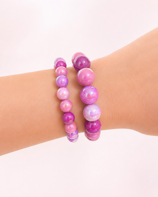 Shades of Pink Iridescent Beaded Bracelet