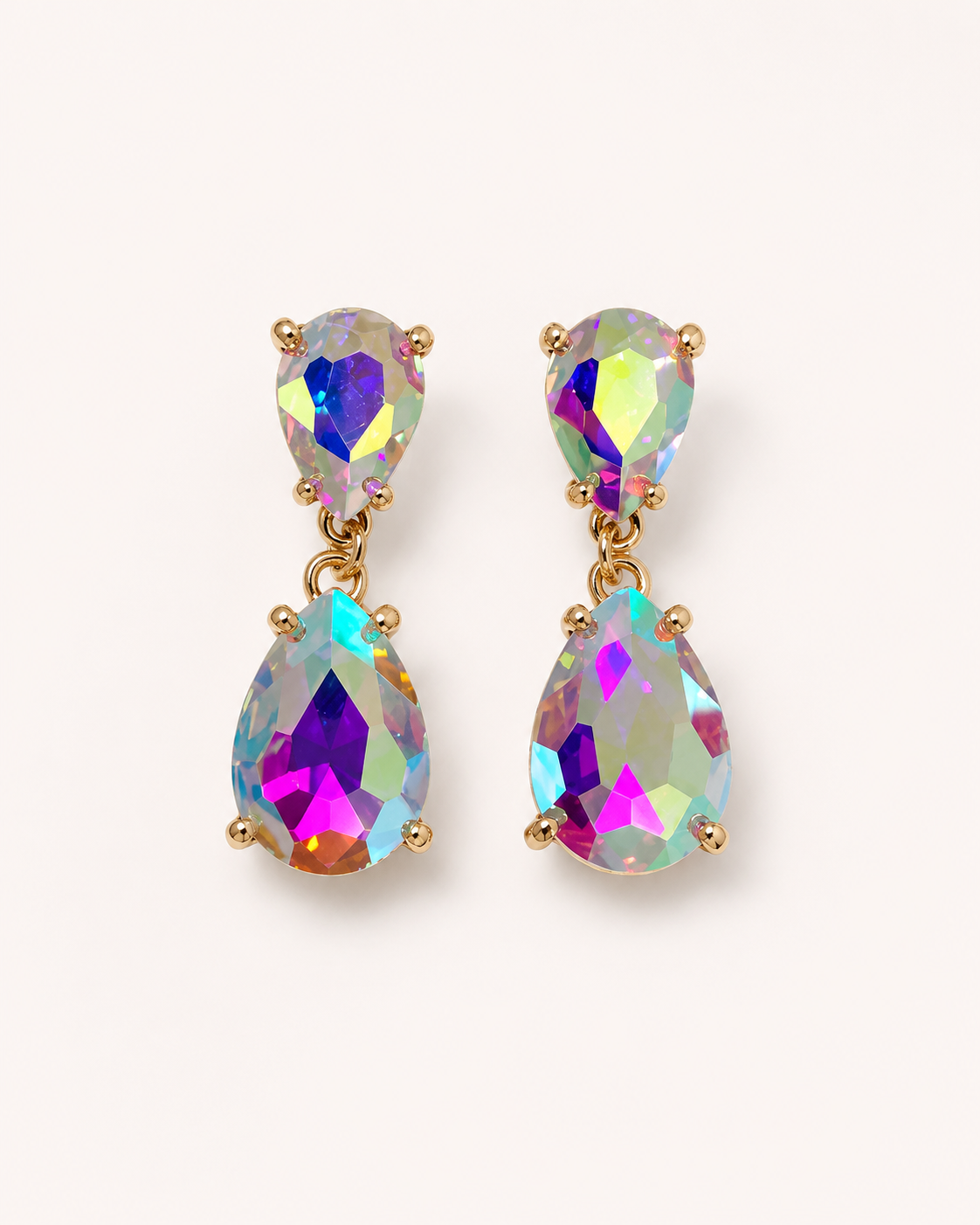 Double Teardrop Iridescent Rhinestone Earring
