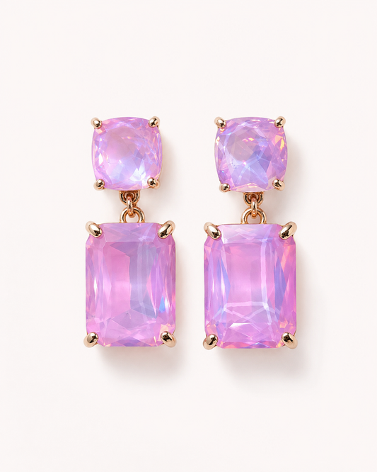 Emerald Shaped Rhinestone Earrings