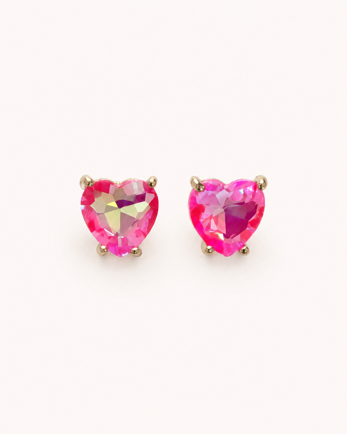 Pink Heart Rhinestone Earrings