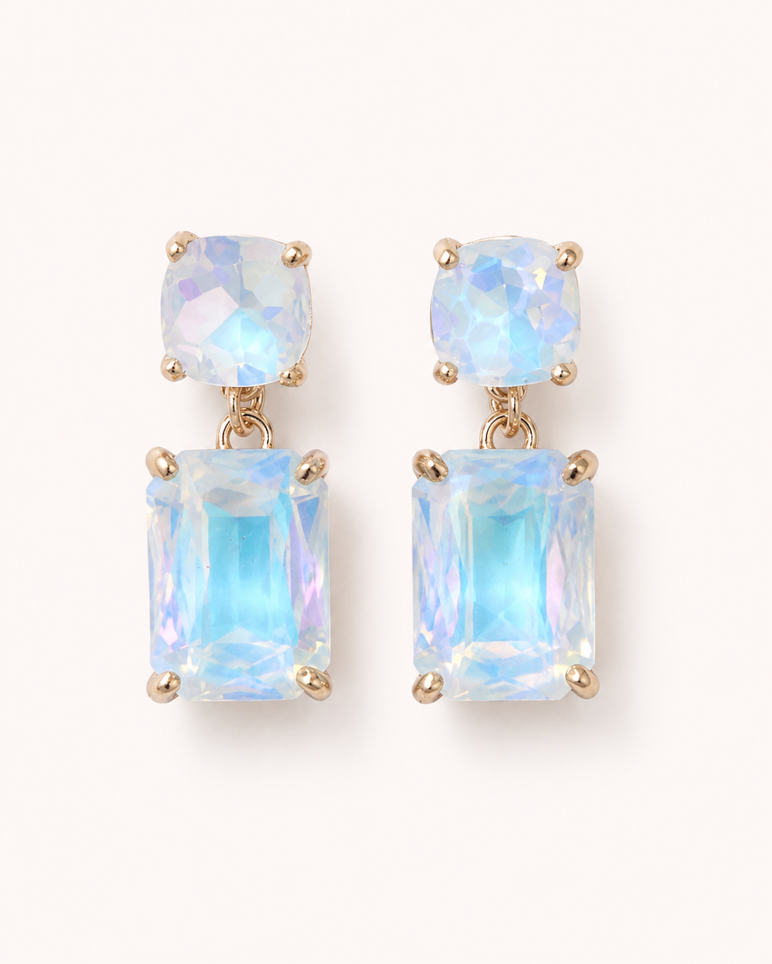Emerald Shaped Rhinestone Earrings