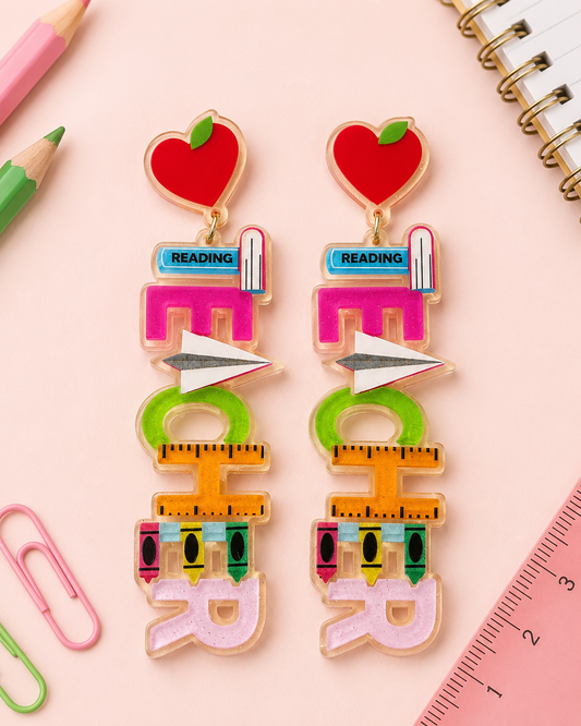Heart Apple Teacher Earrings