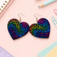 Rainbow Leopard Heart Earrings