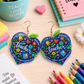 Blue Teacher Heart Earrings