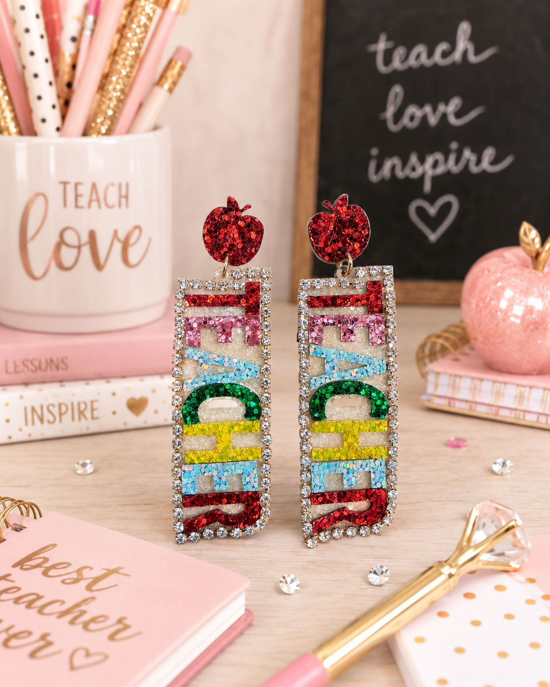 Glitter Teacher Earrings