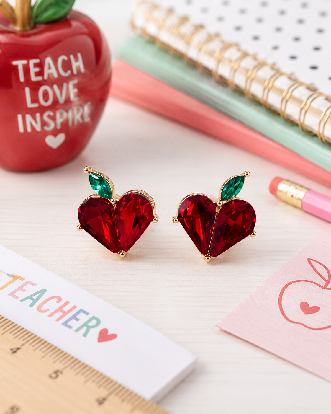 Apple Heart Studs