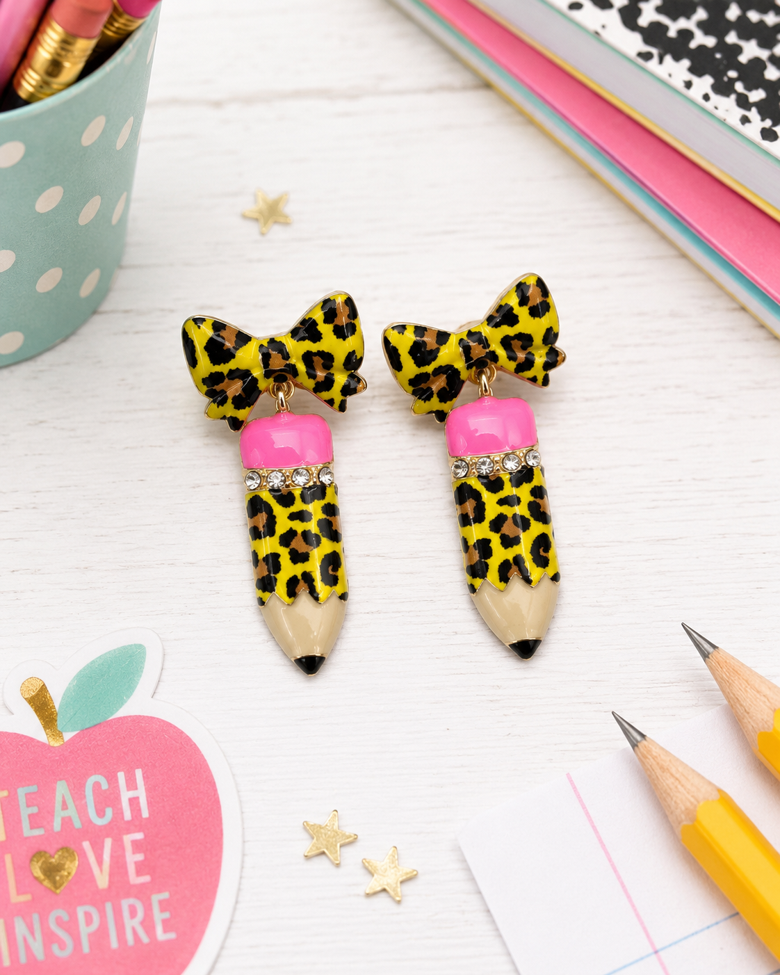 Leopard Pencil Earrings